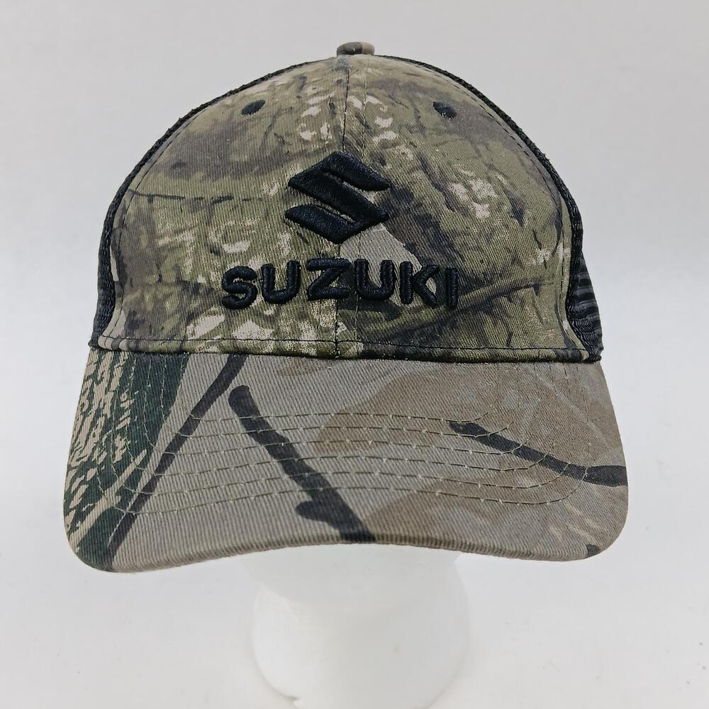 Suzuki Hat Cap Snap Back One Size Green Camo Trucker Mens Hunting Motorcycle